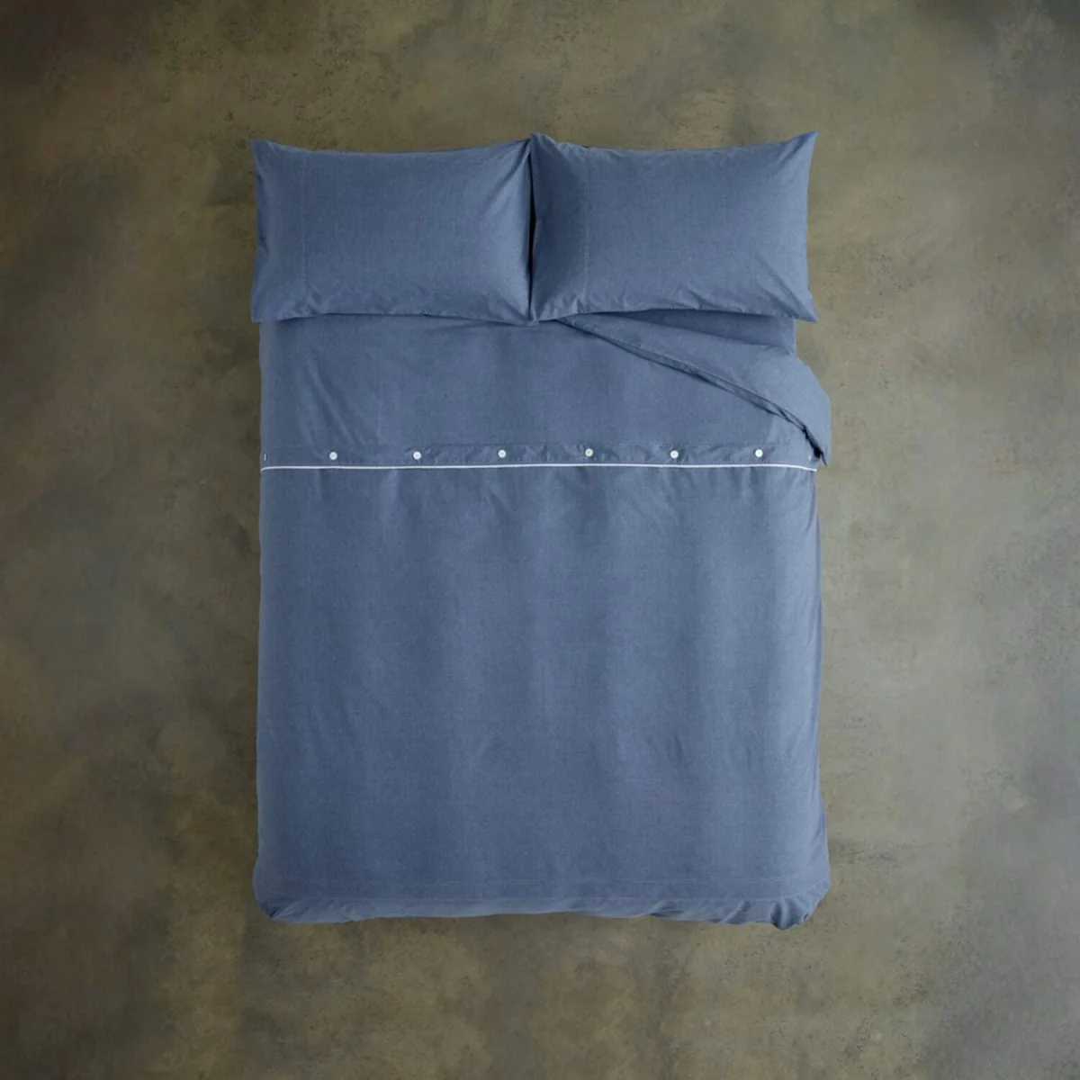Deyongs Southwick Melange-Look Fitted Sheet - King, Blue - Blue