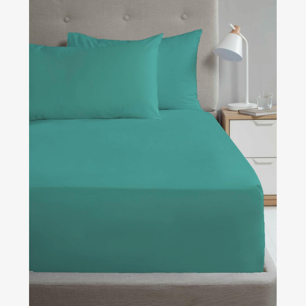 Deep Percale Fitted Sheet 12" (30cm) - Teal / Double