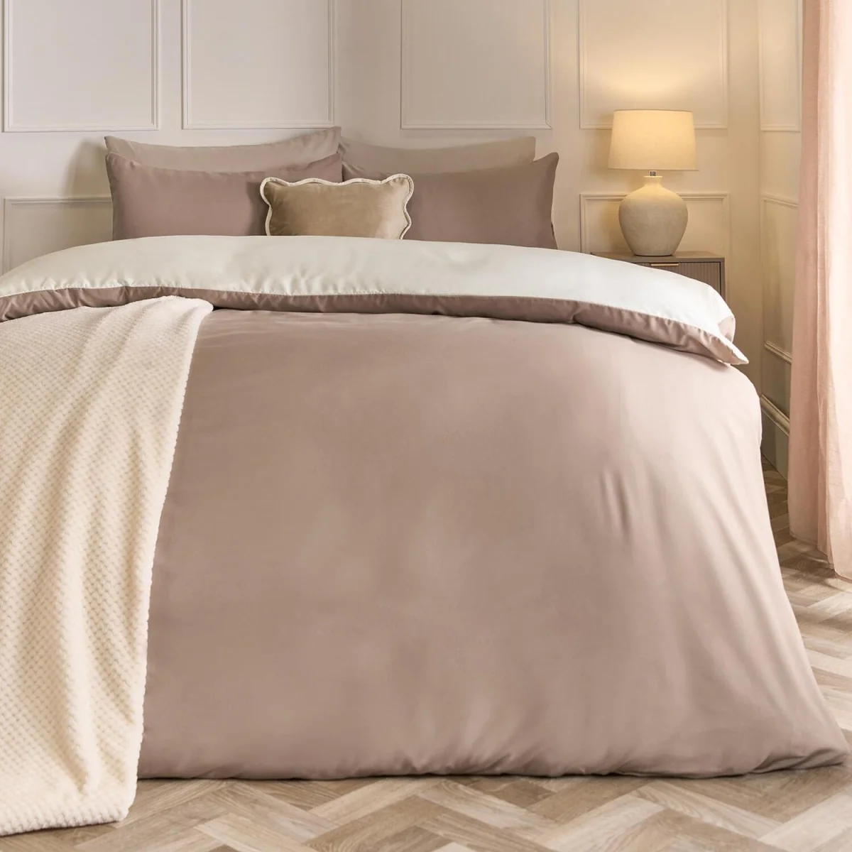 OHS Plain Dyed Fitted Sheet - Mink/Ivory / 200 or less / 0.82kg – image 2