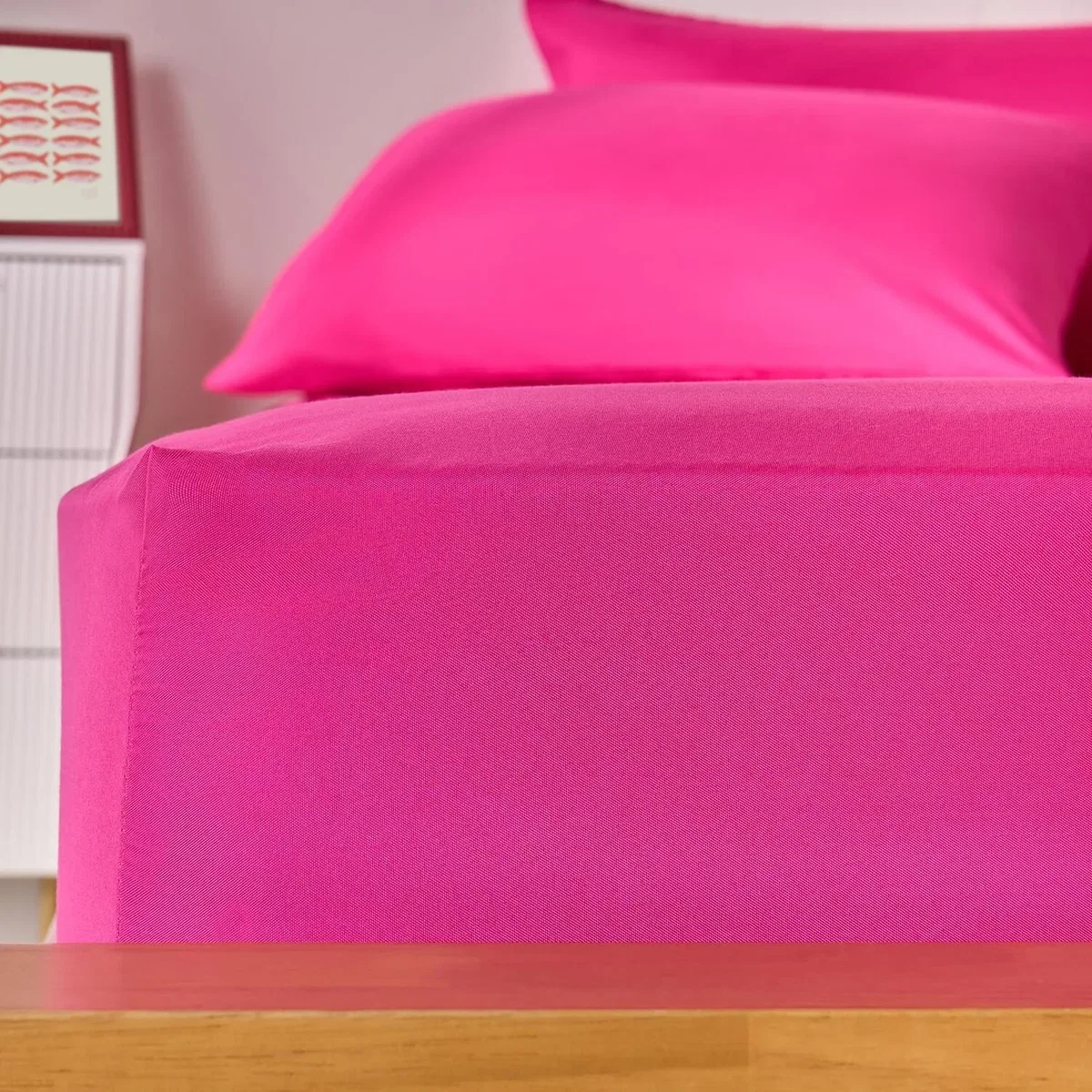 OHS Plain Dyed Deep Fitted Sheet - Hot Pink / King – image 3