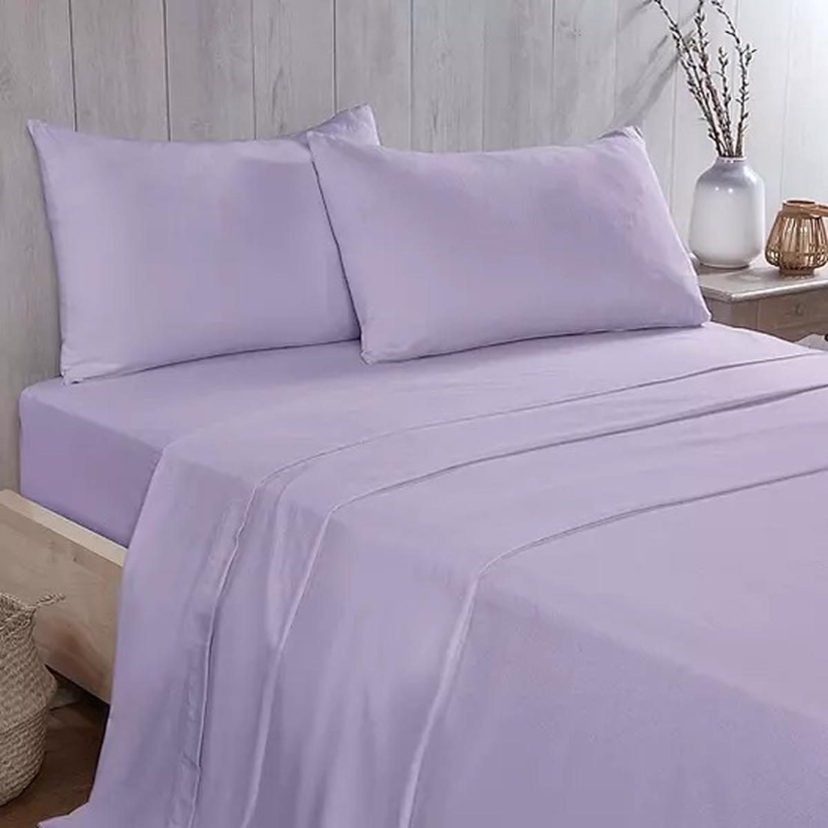 Flannelette Plain Dyed Flat Sheet - Lilac / King