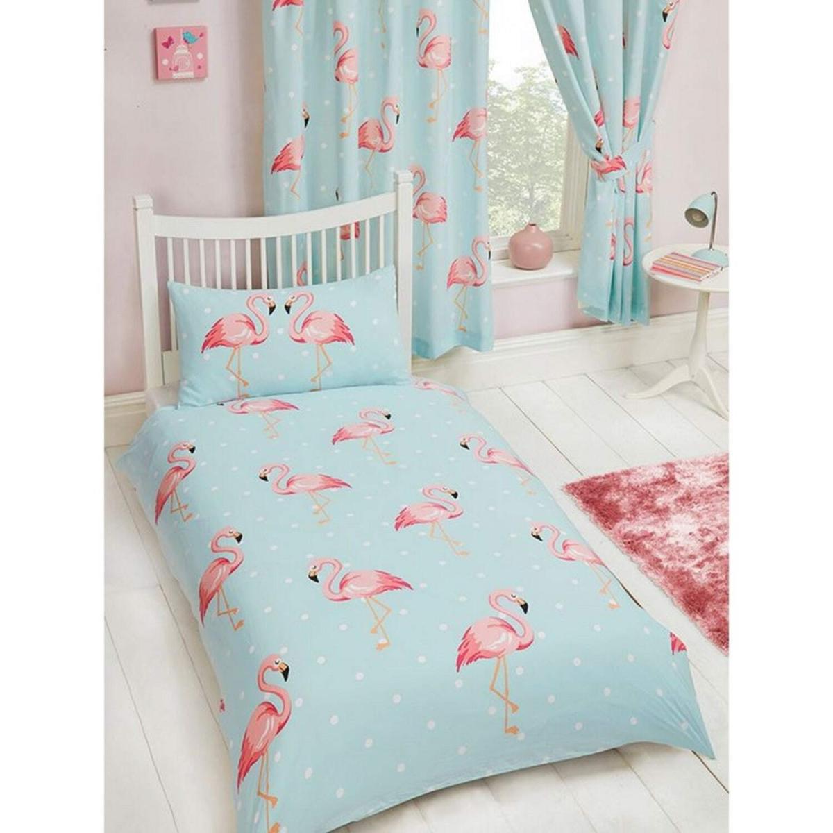 Fifi Flamingo Fitted Sheet - Blue/Pink