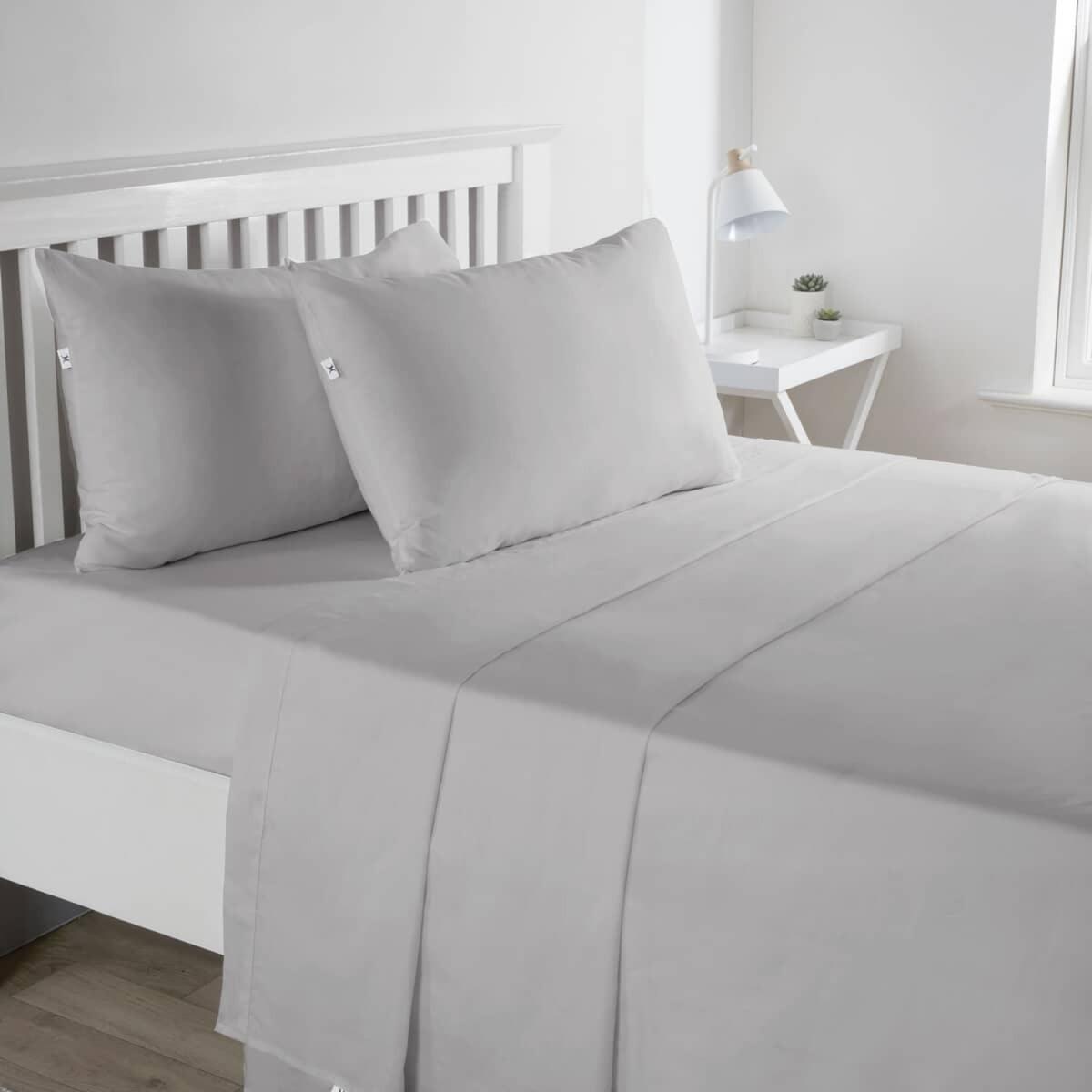 Plain Dyed Polycotton Flat Sheet - Grey / Superking