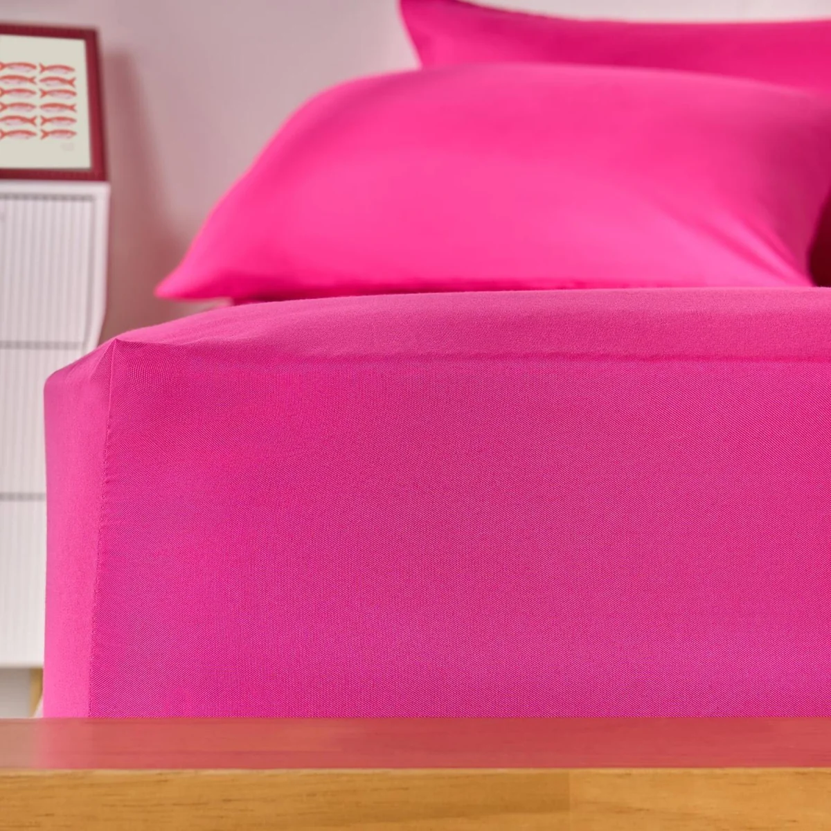 OHS Plain Dyed Deep Fitted Sheet - Hot Pink / Single – image 3