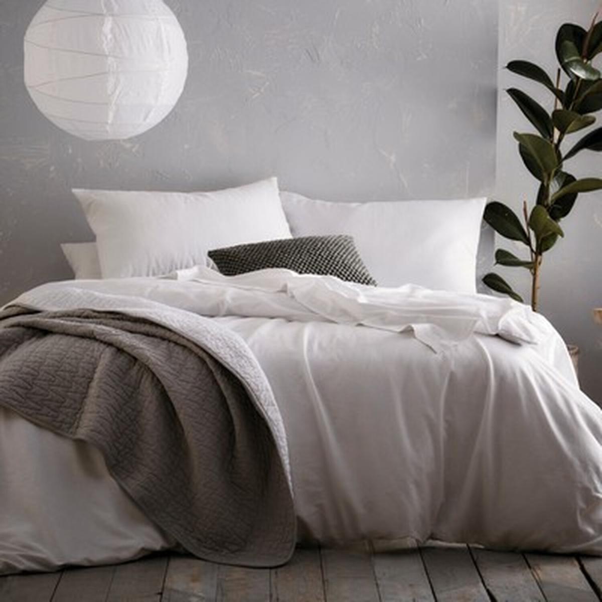 Aspect Cotton Linen Blend Flat Sheet - White / Double