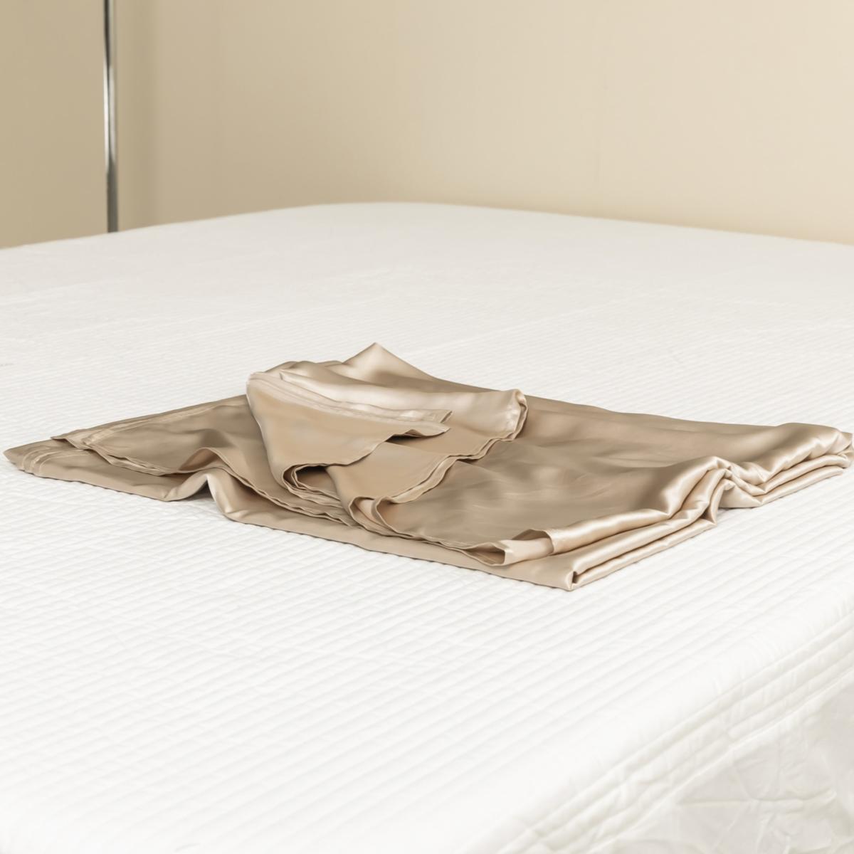 Neutrals Pure Mulberry Silk Seamless Flat Sheet - King - Beige | Us King | Soft Strokes Silk – image 8