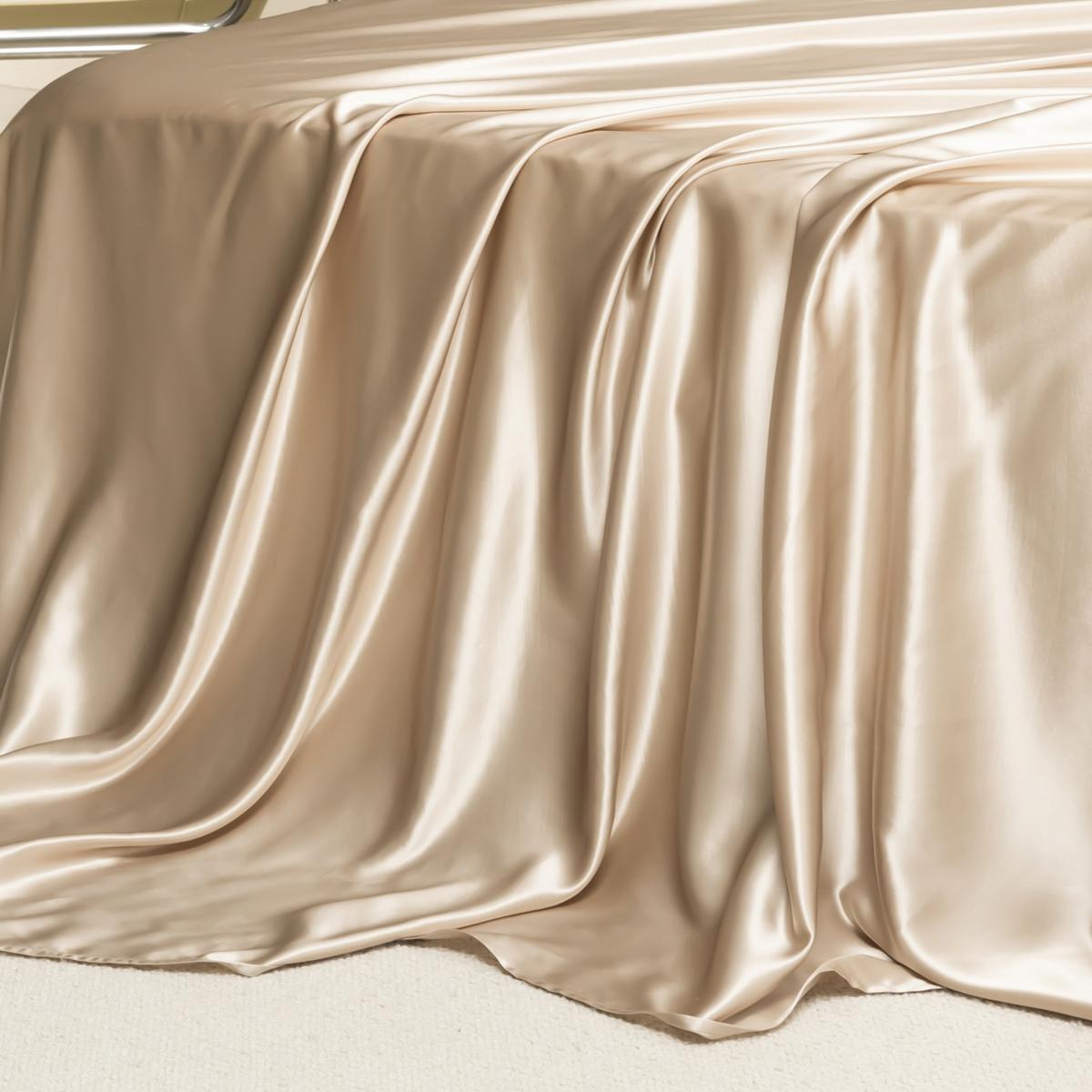 Neutrals Pure Mulberry Silk Seamless Flat Sheet - King - Beige | Us King | Soft Strokes Silk – image 9
