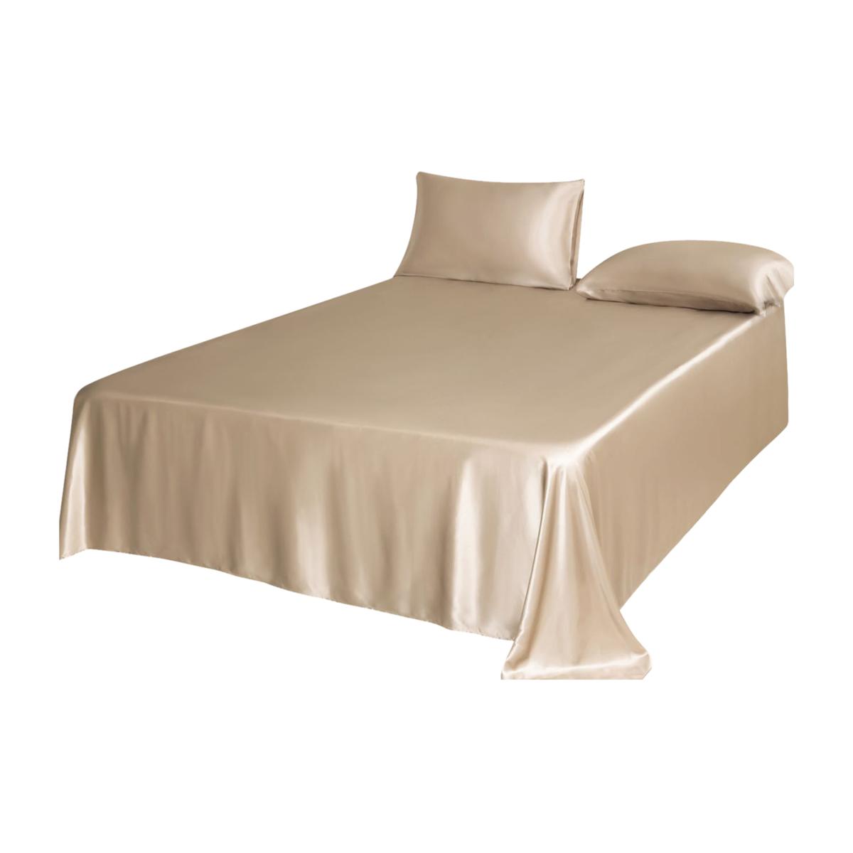 Neutrals Pure Mulberry Silk Seamless Flat Sheet - King - Beige | Us King | Soft Strokes Silk – image 1
