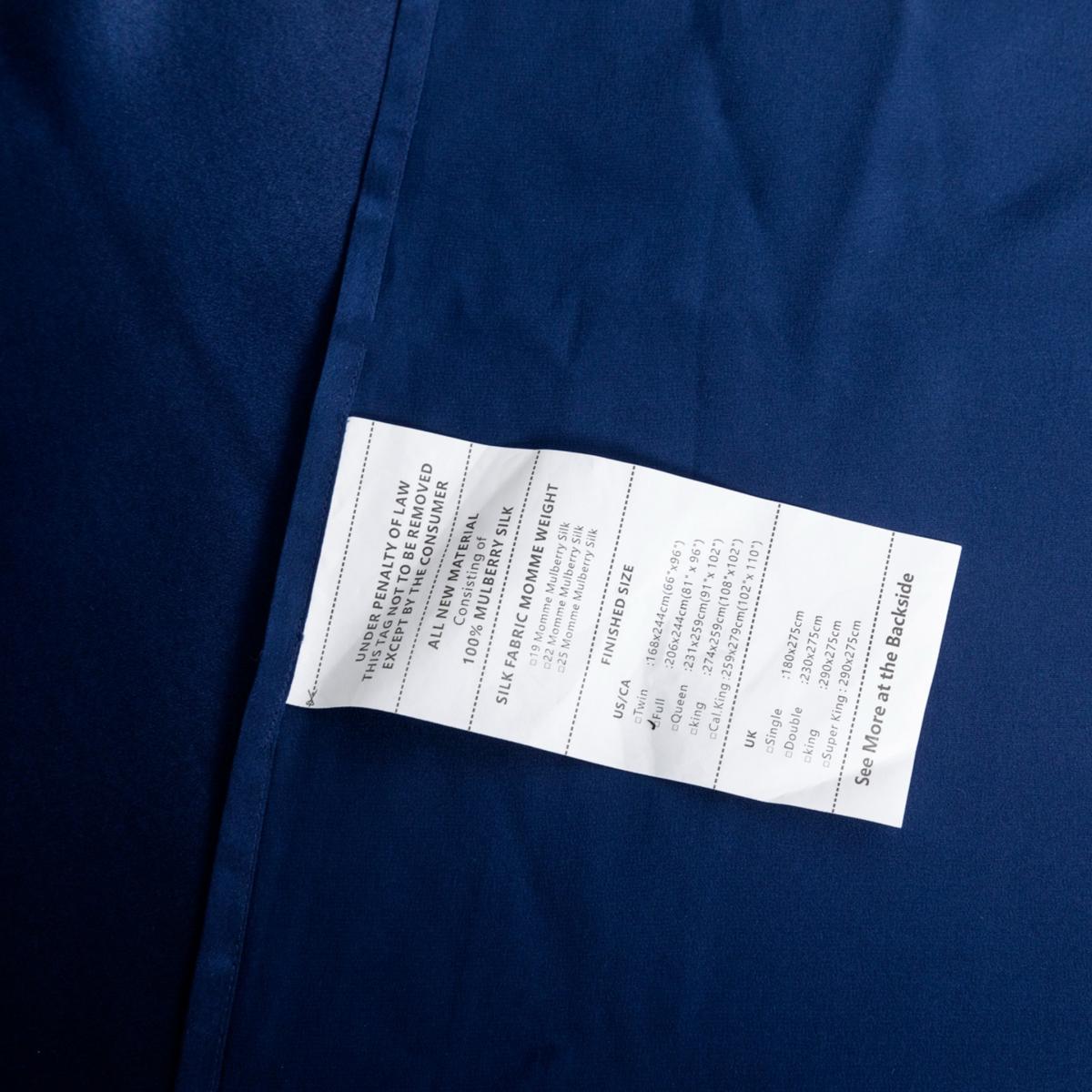 Blue Pure Mulberry Silk Seamless Flat Sheet - Double - Navy Uk Double Soft Strokes Silk – image 7