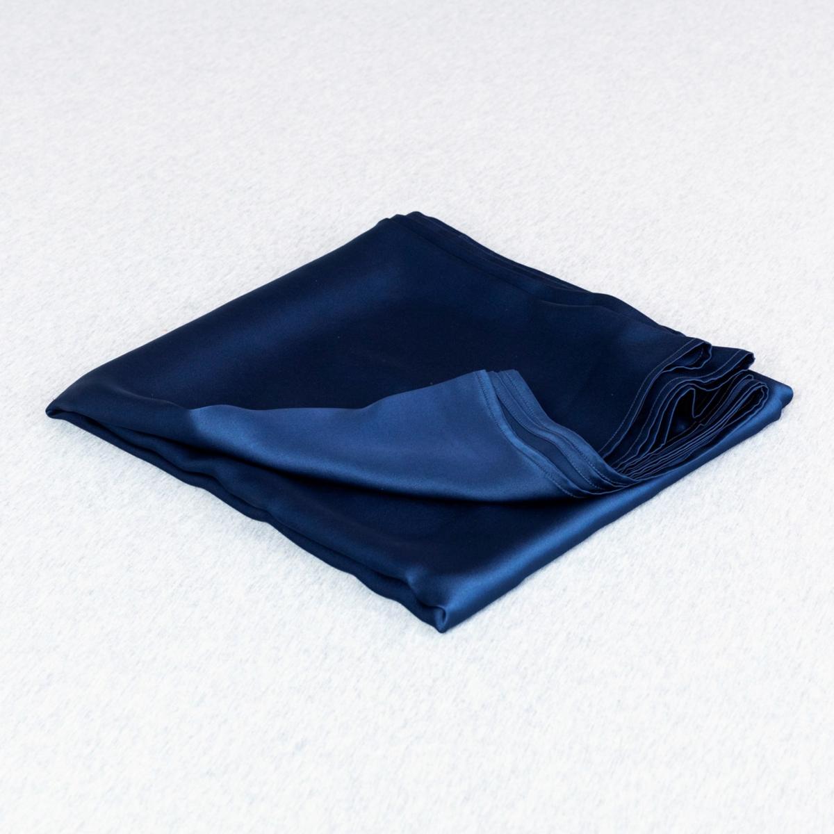 Blue Pure Mulberry Silk Seamless Flat Sheet - Double - Navy Uk Double Soft Strokes Silk – image 9