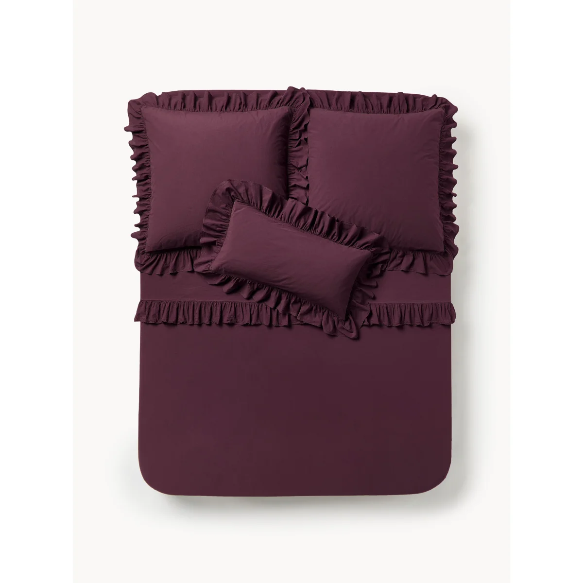Washed Cotton Percale Bed Sheet Louane with Ruffles – image 3
