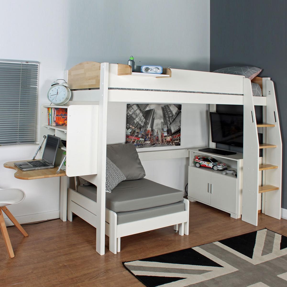 Urban Birch High Sleeper 2 Bed in White & Birch – image 1