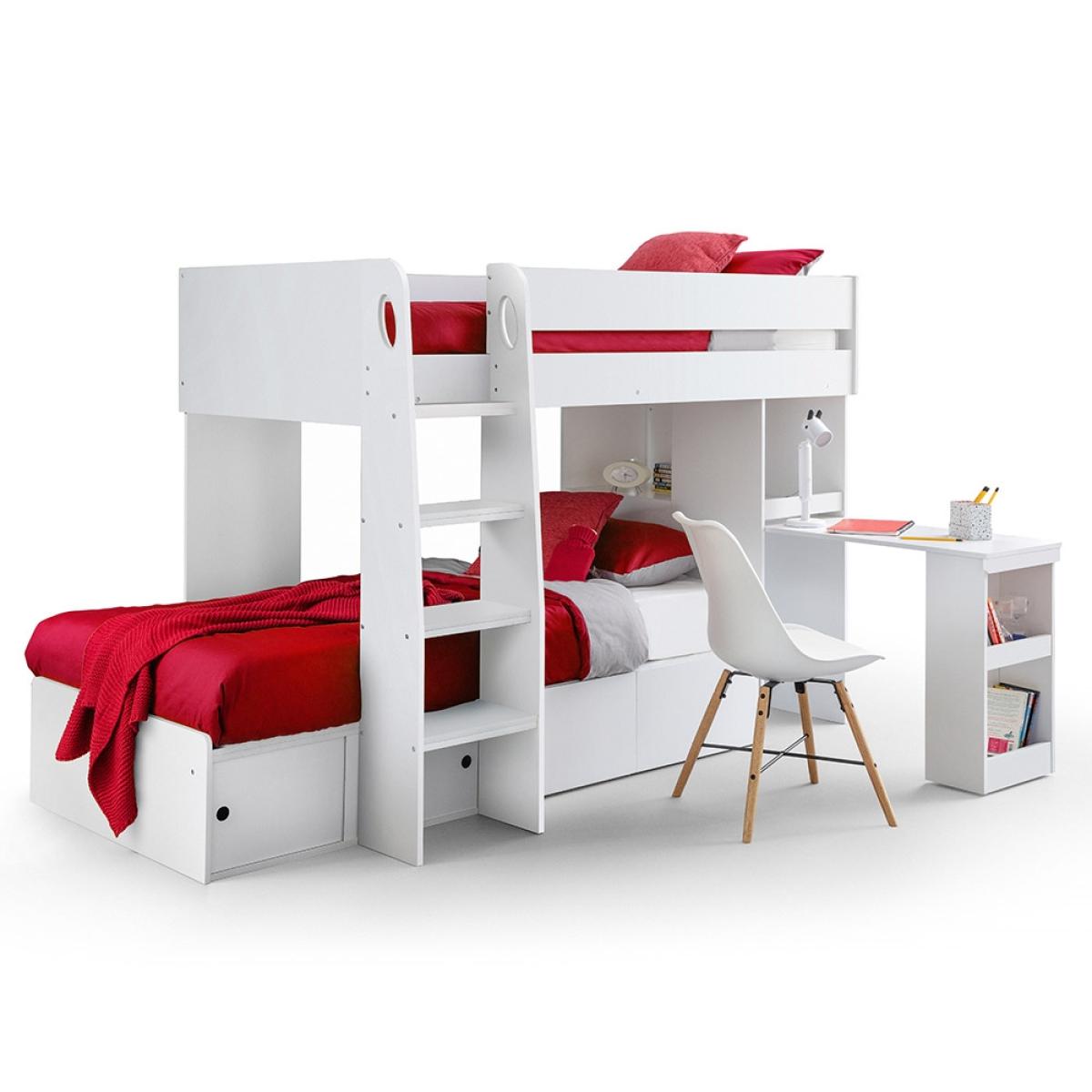 Julian Bowen Eclipse Bunk Bed with Desk - Scandinavian Oak & White – image 2