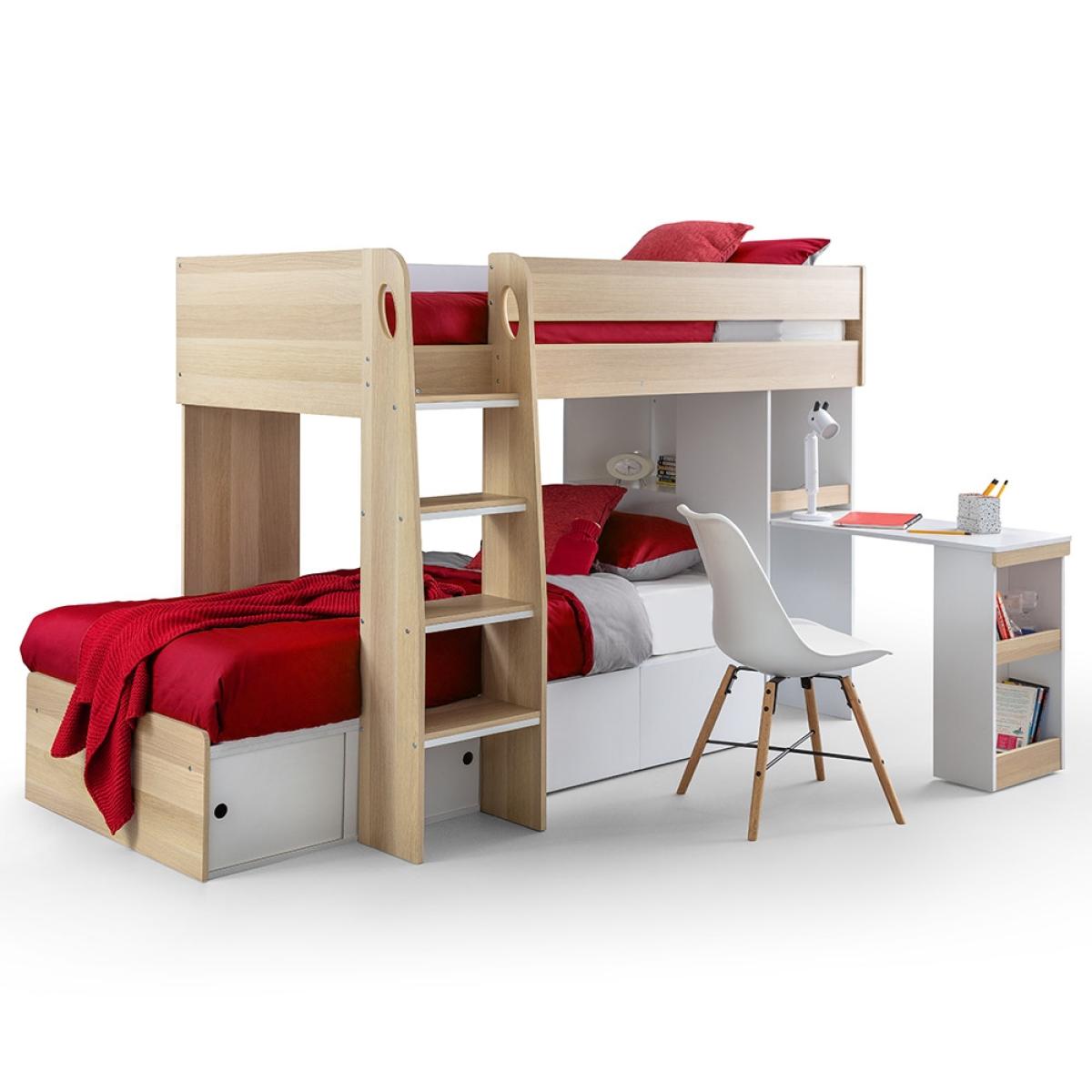 Julian Bowen Eclipse Bunk Bed with Desk - Scandinavian Oak & White – image 3