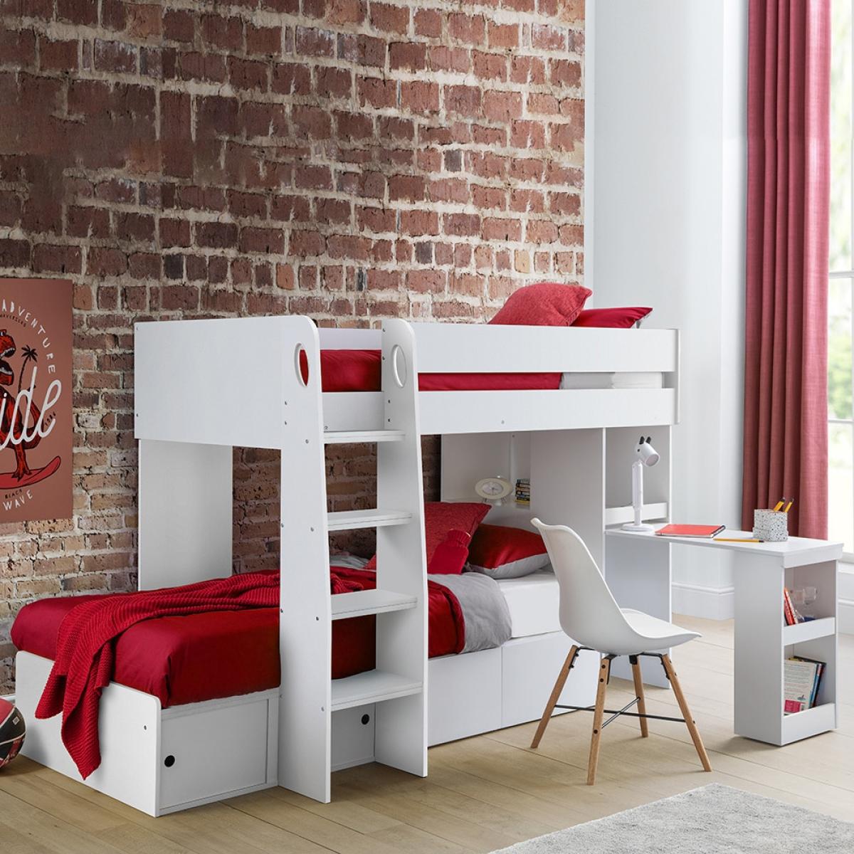 Julian Bowen Eclipse Bunk Bed with Desk - Scandinavian Oak & White – image 4