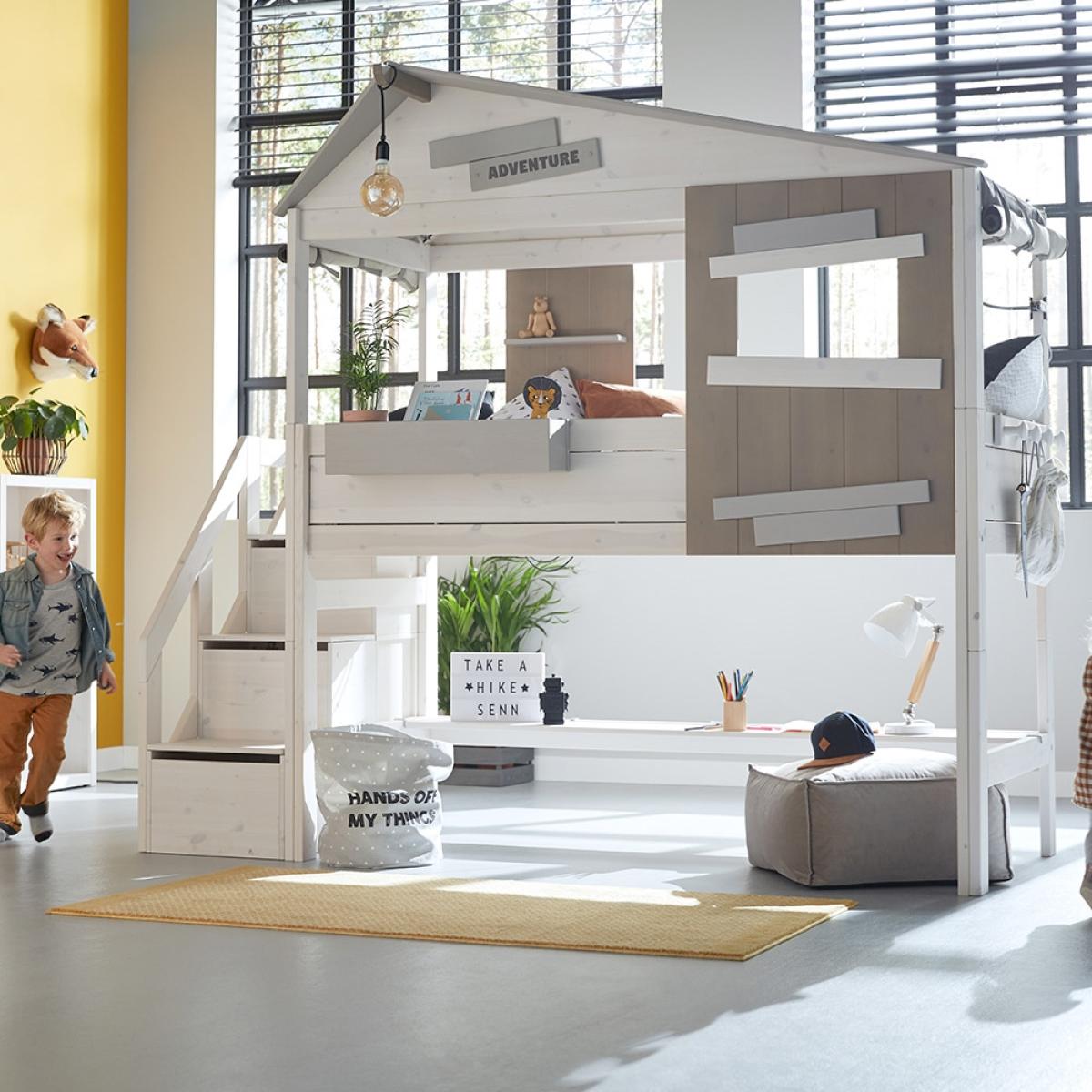 Lifetime The Hideout Mid Sleeper with Steps - Lifetime Whitewash – image 1