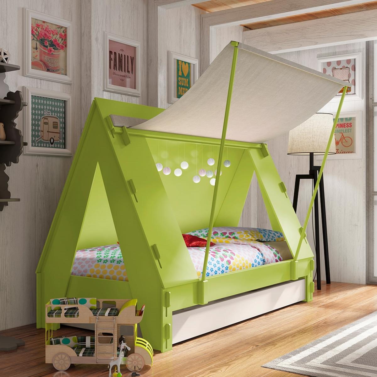 Mathy by Bols Kids Tent Cabin Bed with Trundle Drawer - Mathy Very Light Pink – image 1