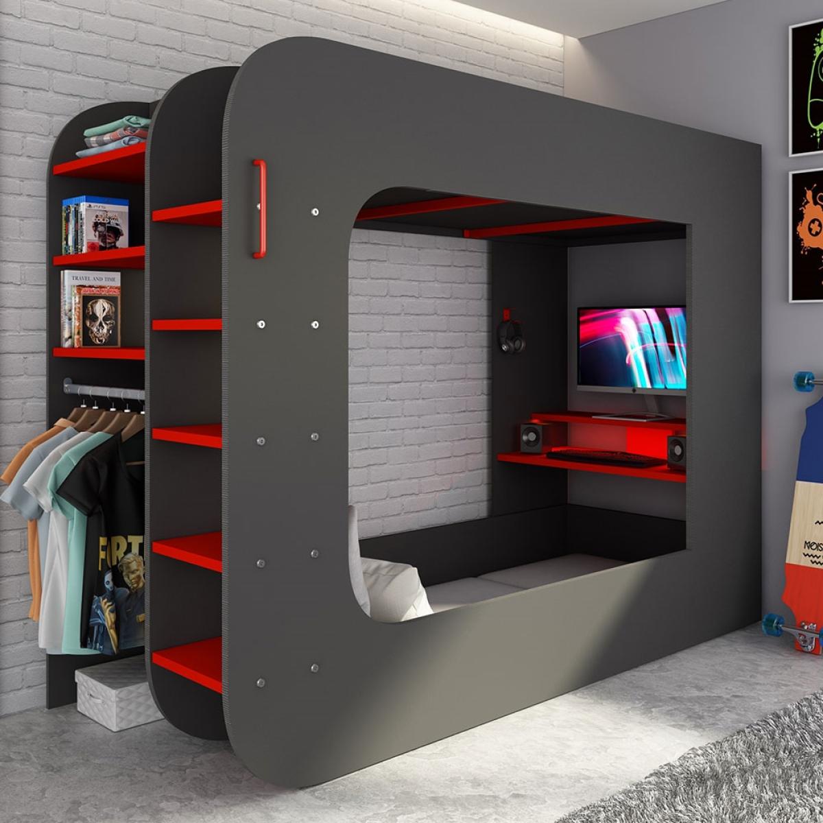 Trasman Pod Solo 2 Gaming High Sleeper with Chair Bed 90x200cm – image 3