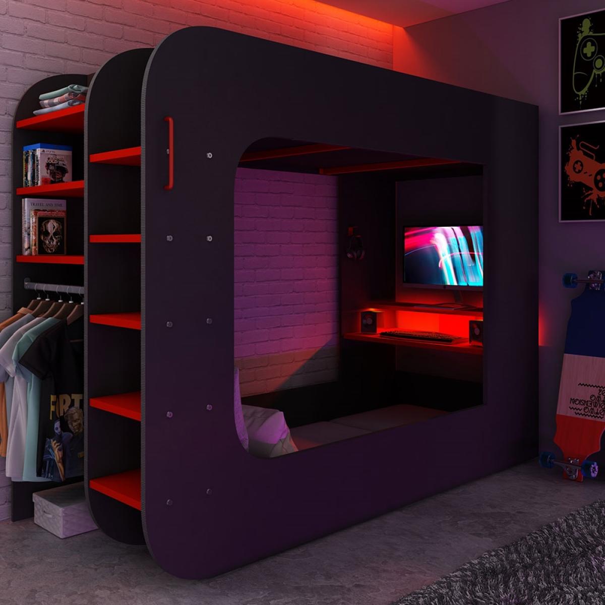 Trasman Pod Solo 2 Gaming High Sleeper with Chair Bed 90x200cm – image 4