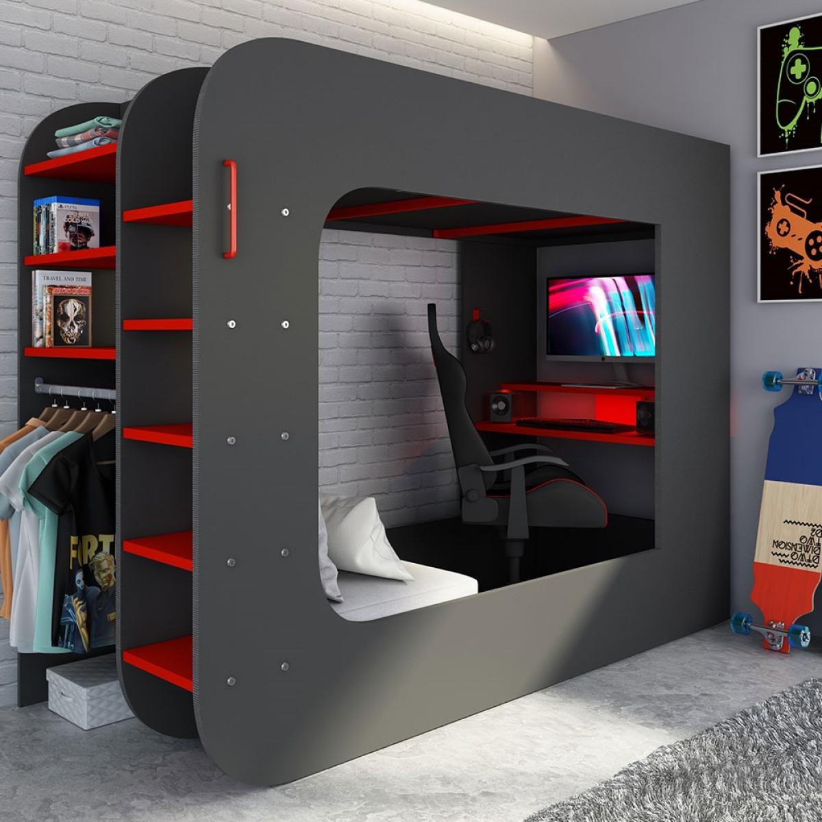 Trasman Pod Solo 2 Gaming High Sleeper with Chair Bed 90x200cm – image 1