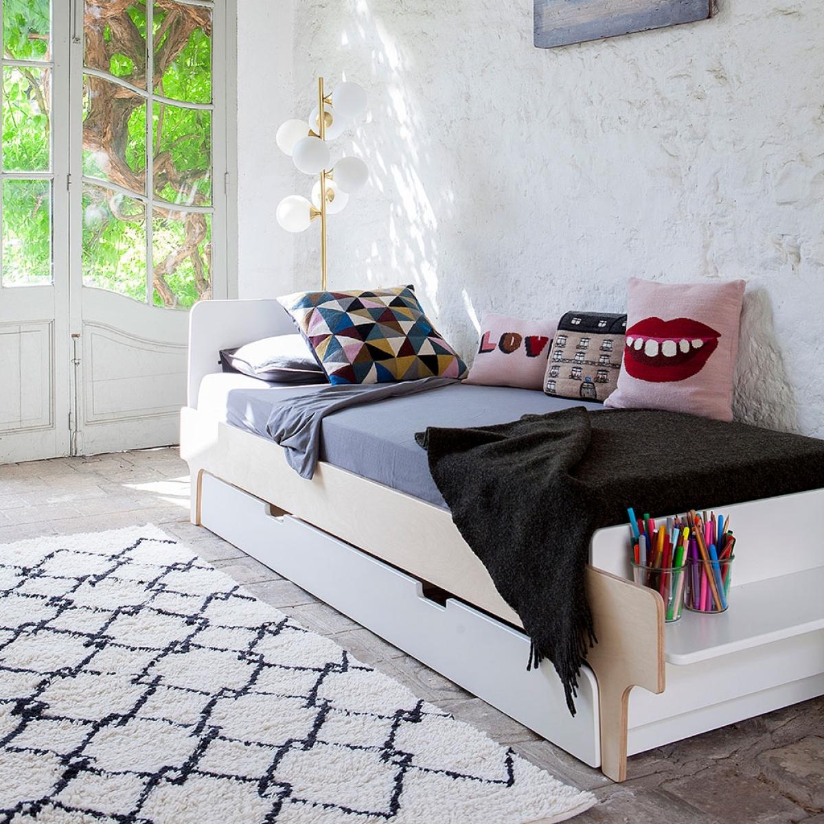 Oeuf River Single Bed with Optional Trundle in White & Birch – image 3