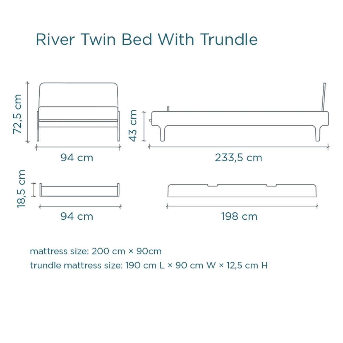 Oeuf River Single Bed with Optional Trundle in White & Birch – image 8
