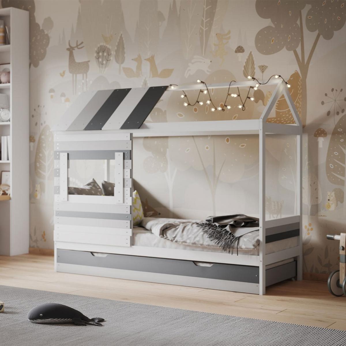 Woodland House with Trundle in White and Grey – image 1
