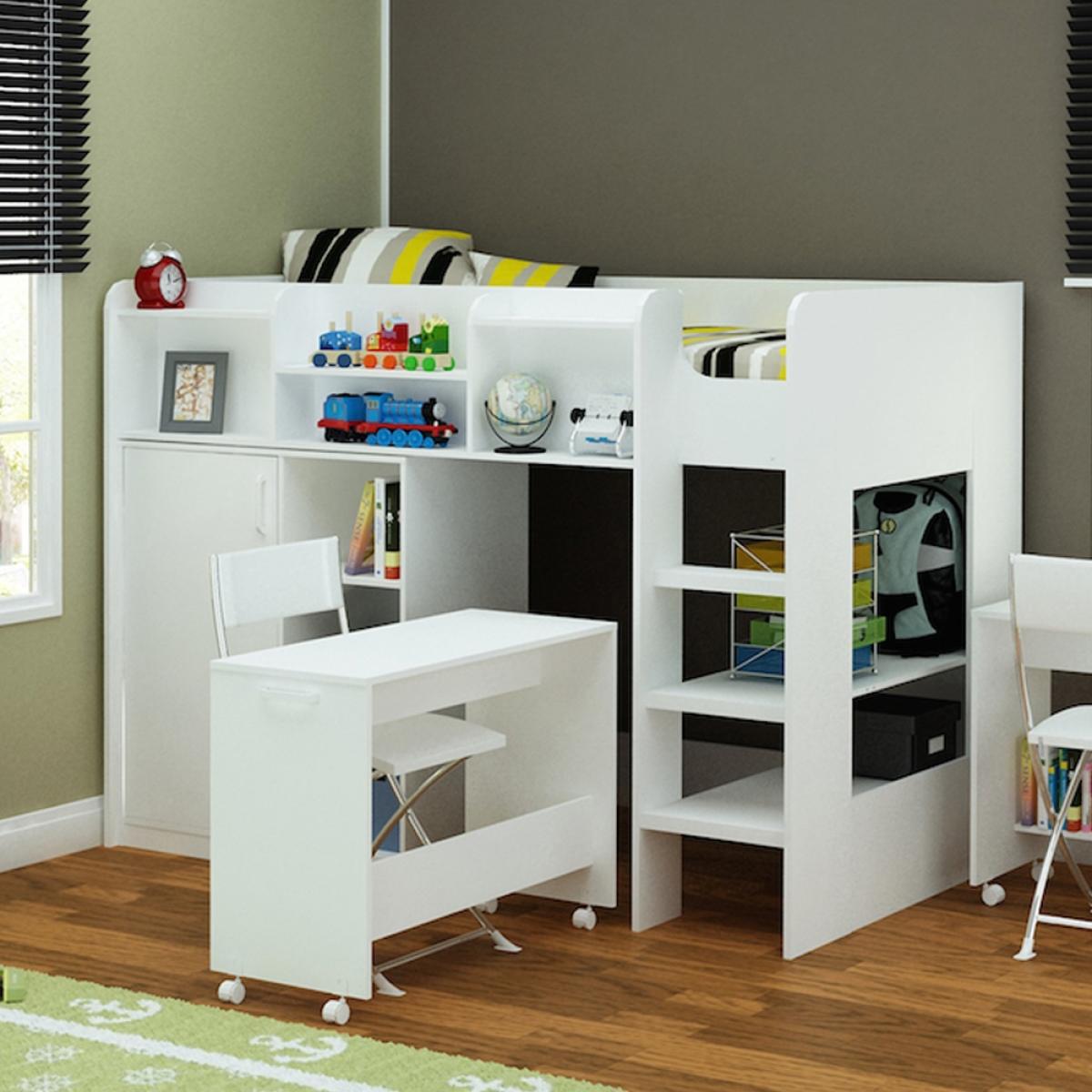 Kids Wizard High Sleeper Workstation Bed in White – image 2