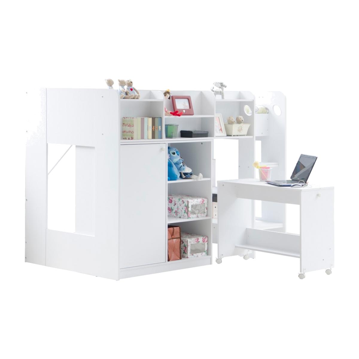 Kids Wizard High Sleeper Workstation Bed in White – image 1