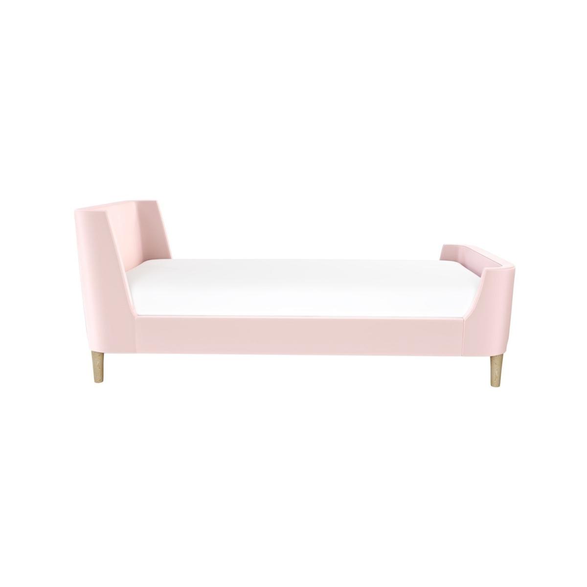 Blush Pink Velvet Single Sleigh Bed Frame with Scandi Styling - Charlotte – image 4