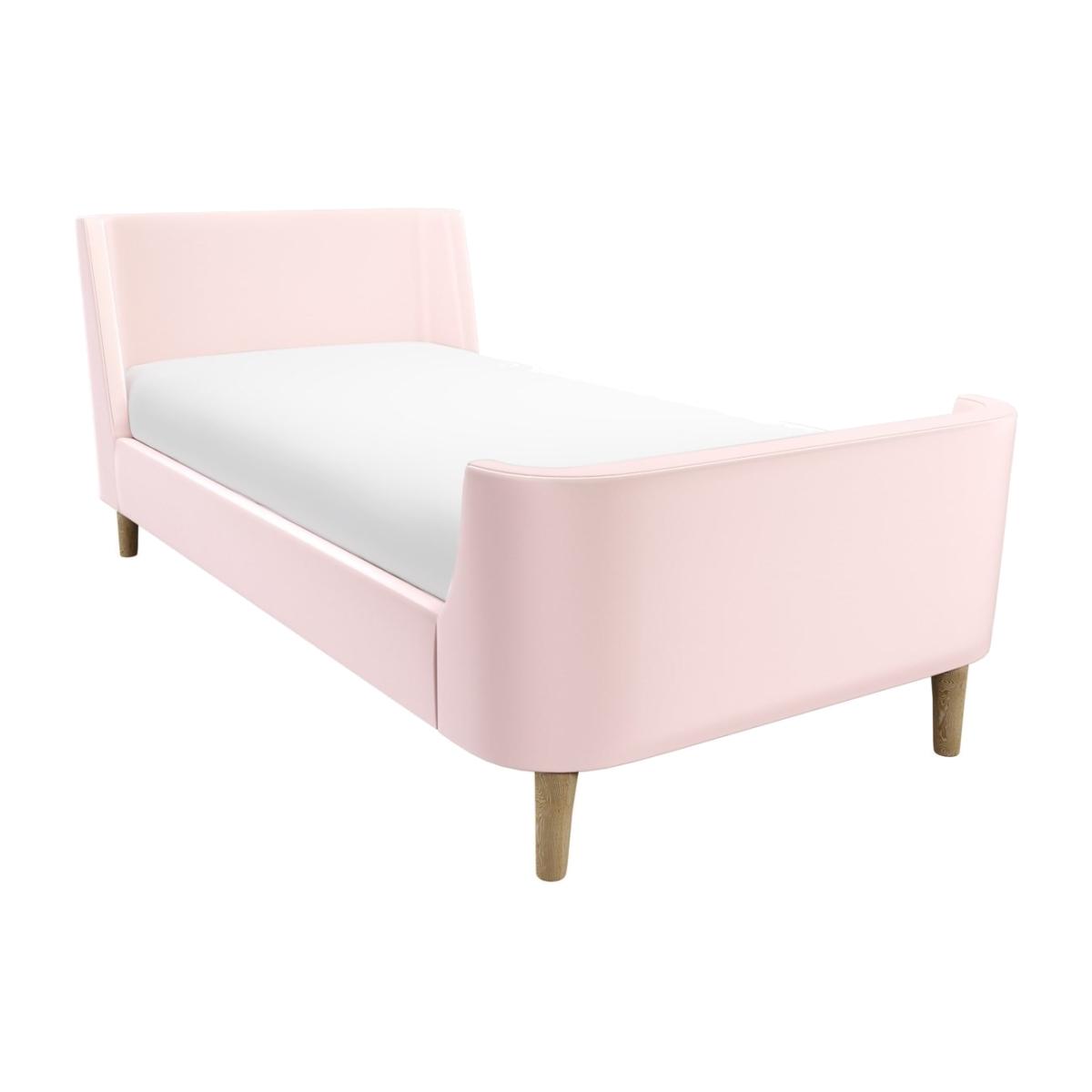 Blush Pink Velvet Single Sleigh Bed Frame with Scandi Styling - Charlotte – image 1