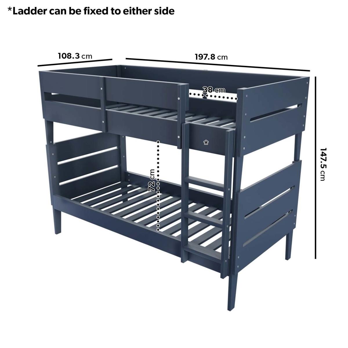 Navy Blue Wooden Bunk Bed with Scandi Styling - Hugo – image 2