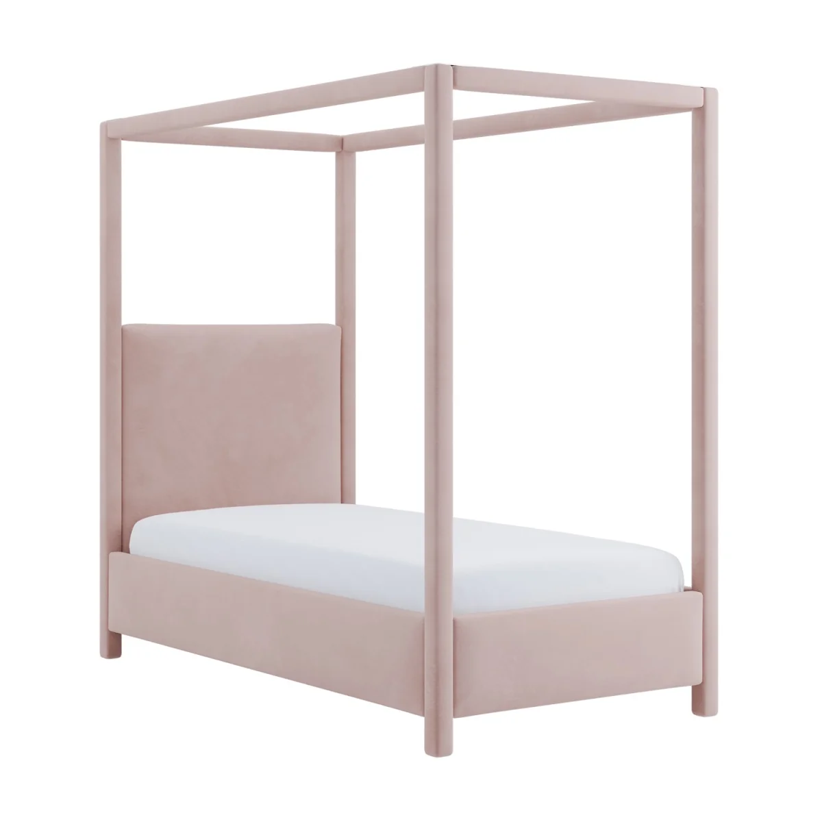 Pink Velvet Single Four Poster Bed Frame - Tiana – image 5