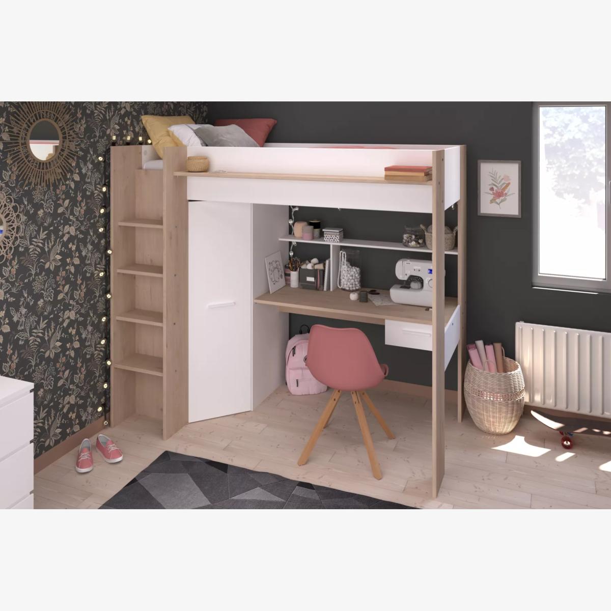 Kids Avenue Parisot Greyson High-Sleeper Bed Frame and Desk, European Single – image 1