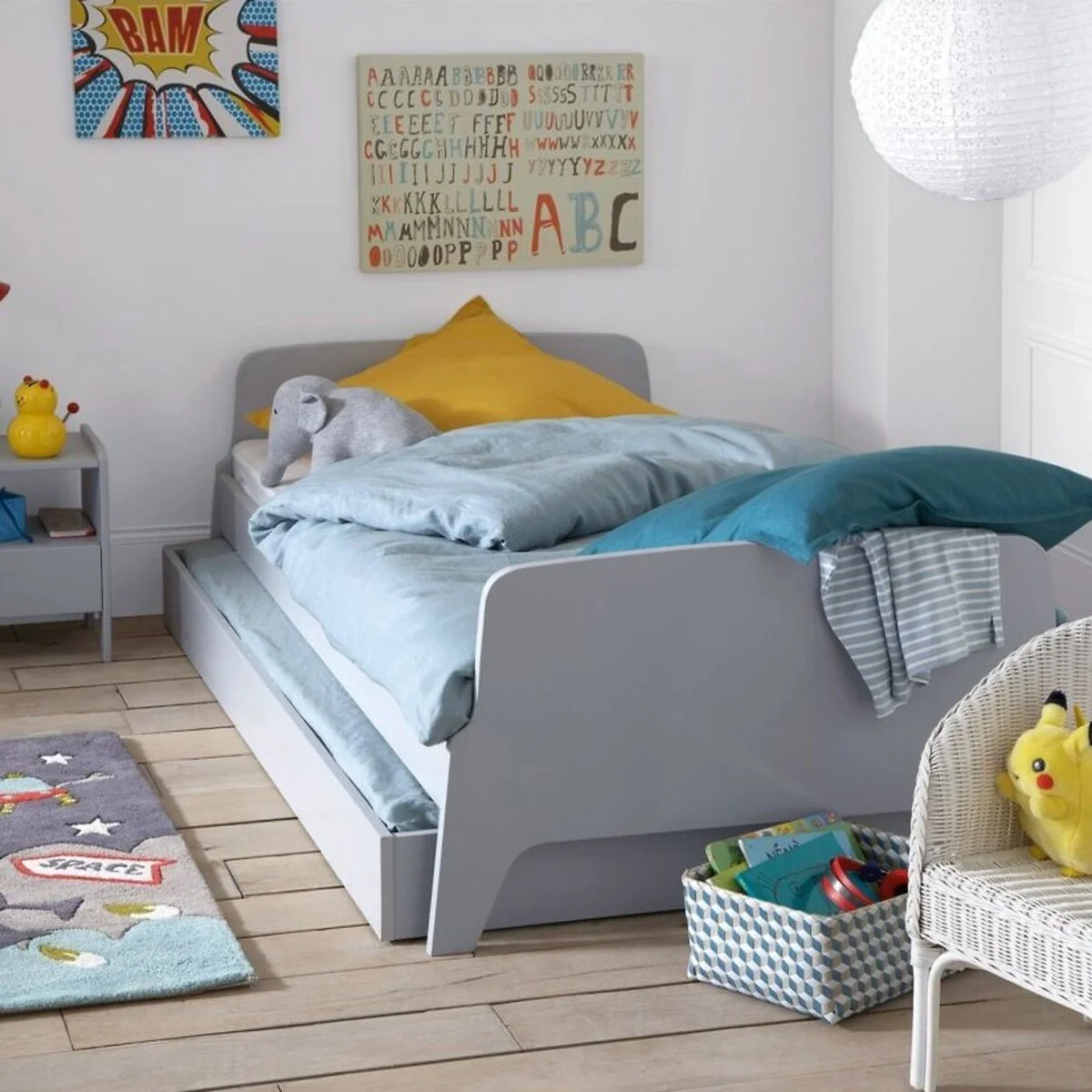 Adil Vintage Retro Style Trundle Bed, Single – image 2