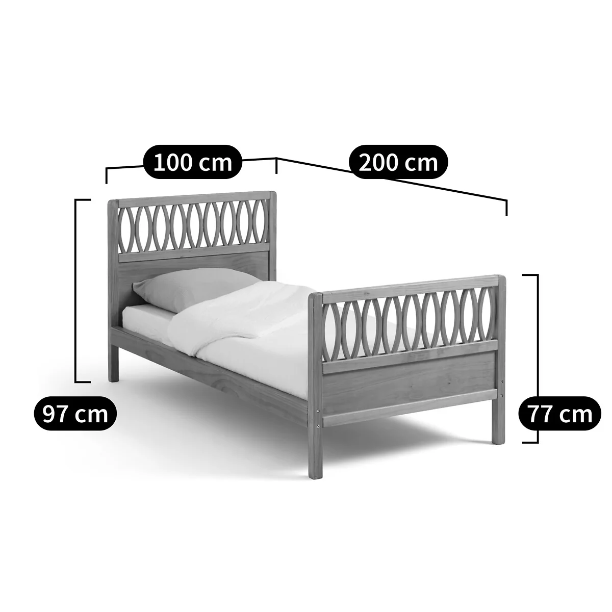 Malaya Vintage Solid Pine Bed with Bed Base – image 6