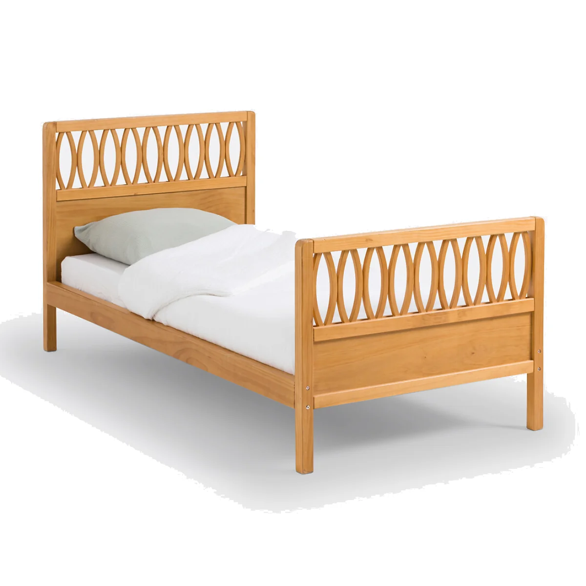 Malaya Vintage Solid Pine Bed with Bed Base – image 1