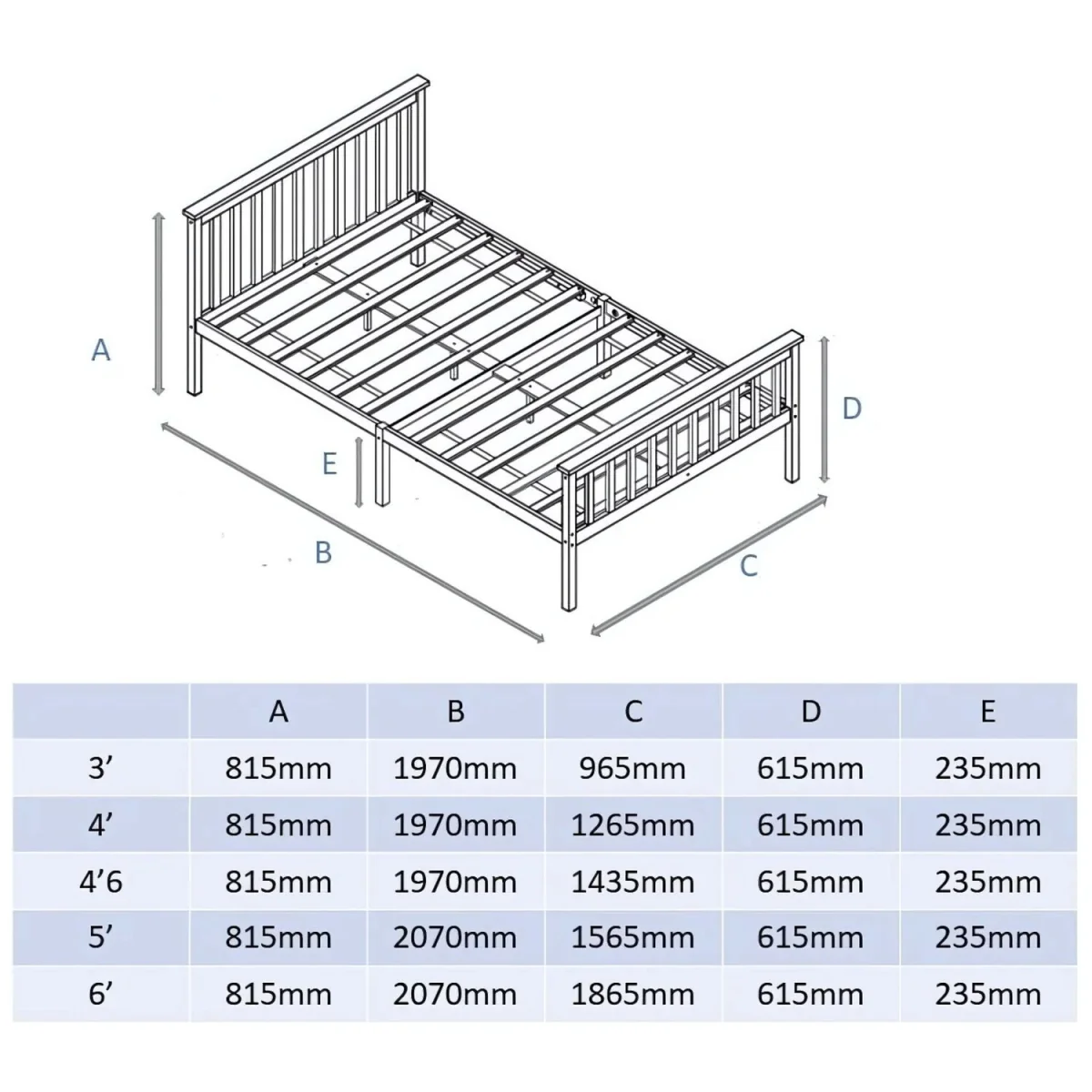 Aspire Bramble Solid Wood Kids Bed Frame with Memory Foam Bonnell Sprung Mattress, Natural Finish - Natural / King – image 3