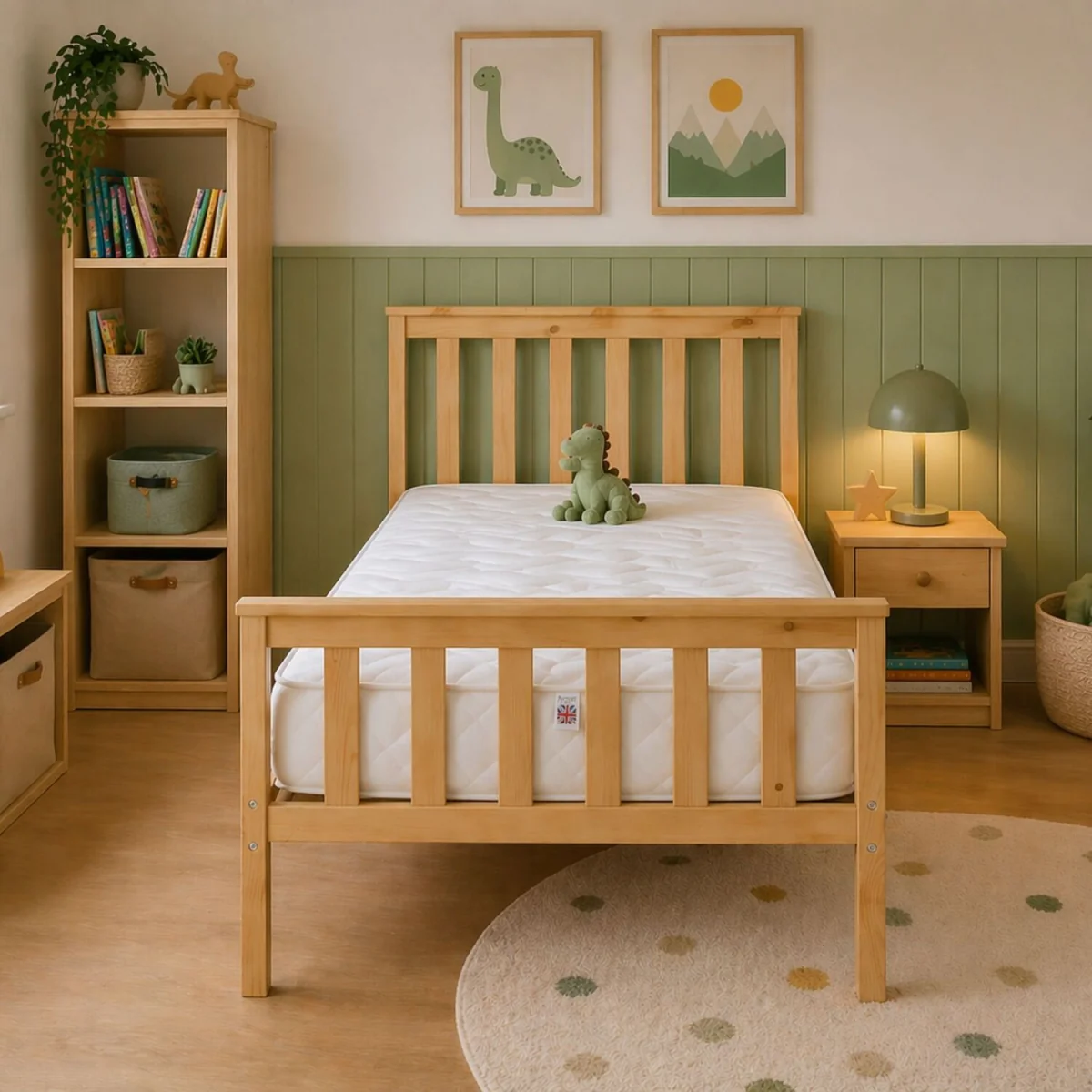 Aspire Bramble Solid Wood Kids Bed Frame with Memory Foam Bonnell Sprung Mattress, Natural Finish - Natural / King – image 5