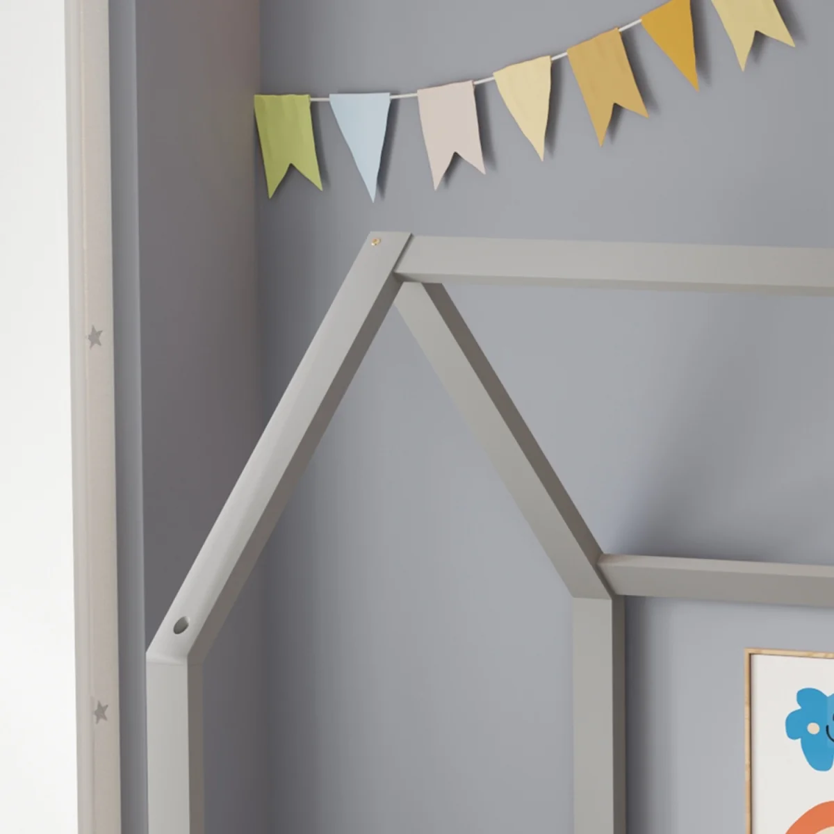 WestWood Wooden House-Shaped Toddler Bed Frame Single With Split Safety Guard Rail Natural – image 5