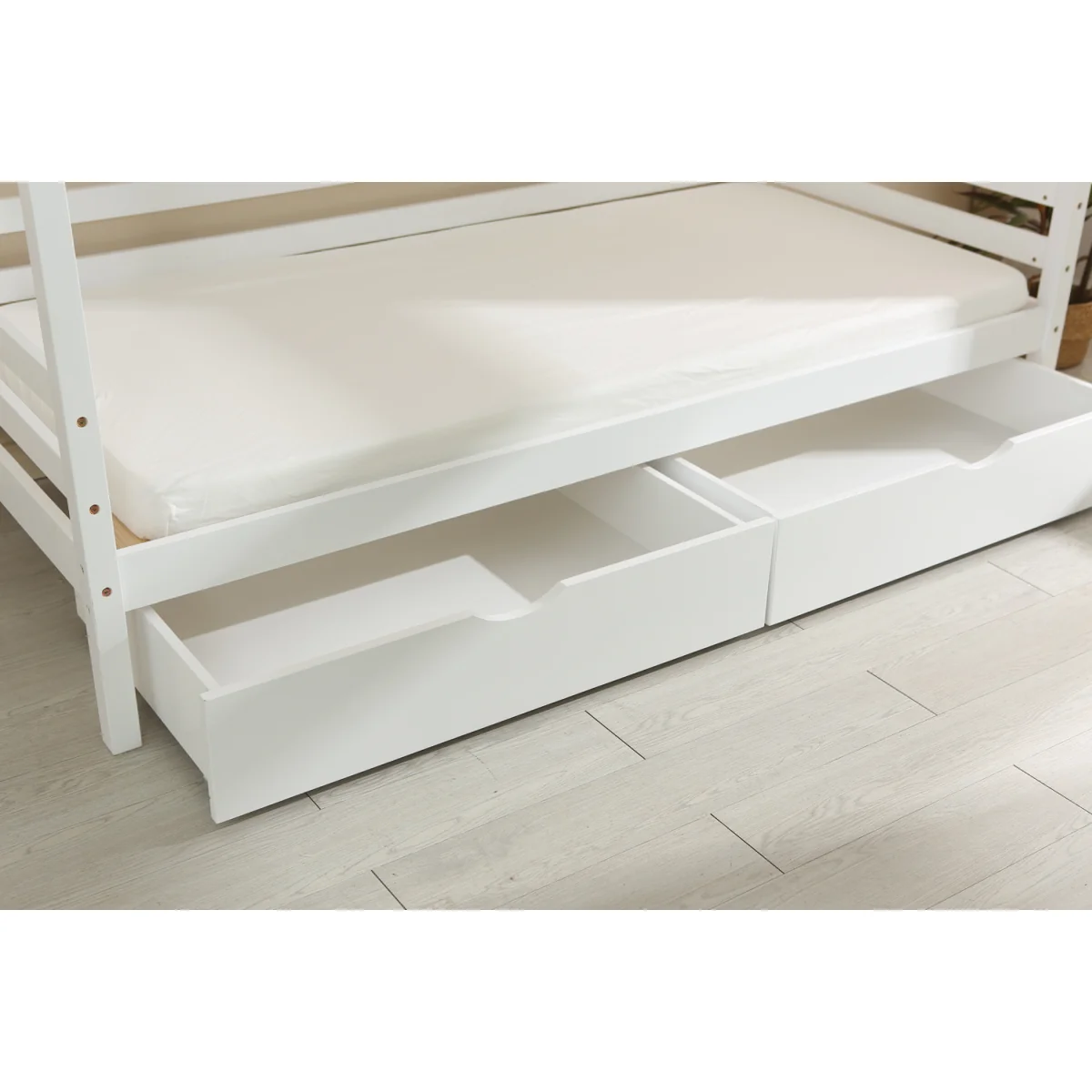 Babyfair White Kids Canopy Bed with Integrated Storage Drawers, Solid Wood Frame - White – image 5