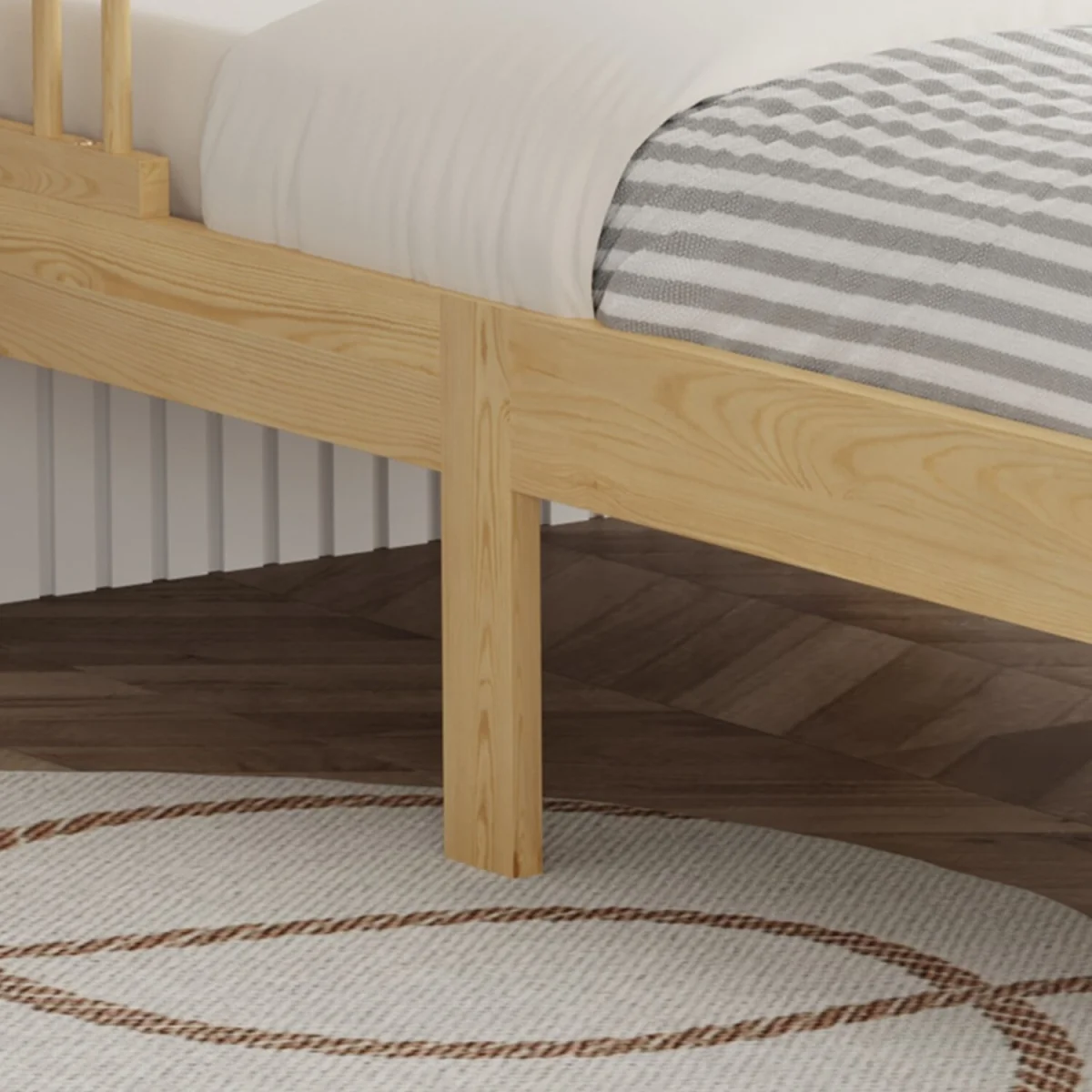 WestWood Wooden Single Bed Toddler Kids Bed Frame Only with Safety Bed Rail Guard White – image 14