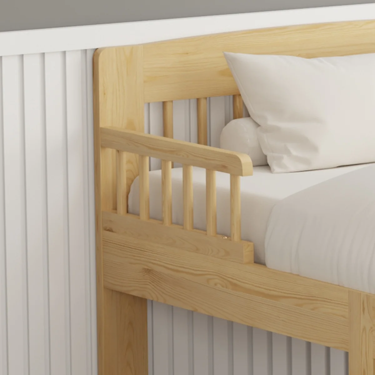 WestWood Wooden Single Bed Toddler Kids Bed Frame Only with Safety Bed Rail Guard White – image 15