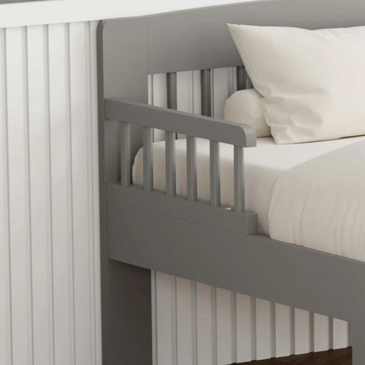 WestWood Wooden Single Bed Toddler Kids Bed Frame Only with Safety Bed Rail Guard White – image 8