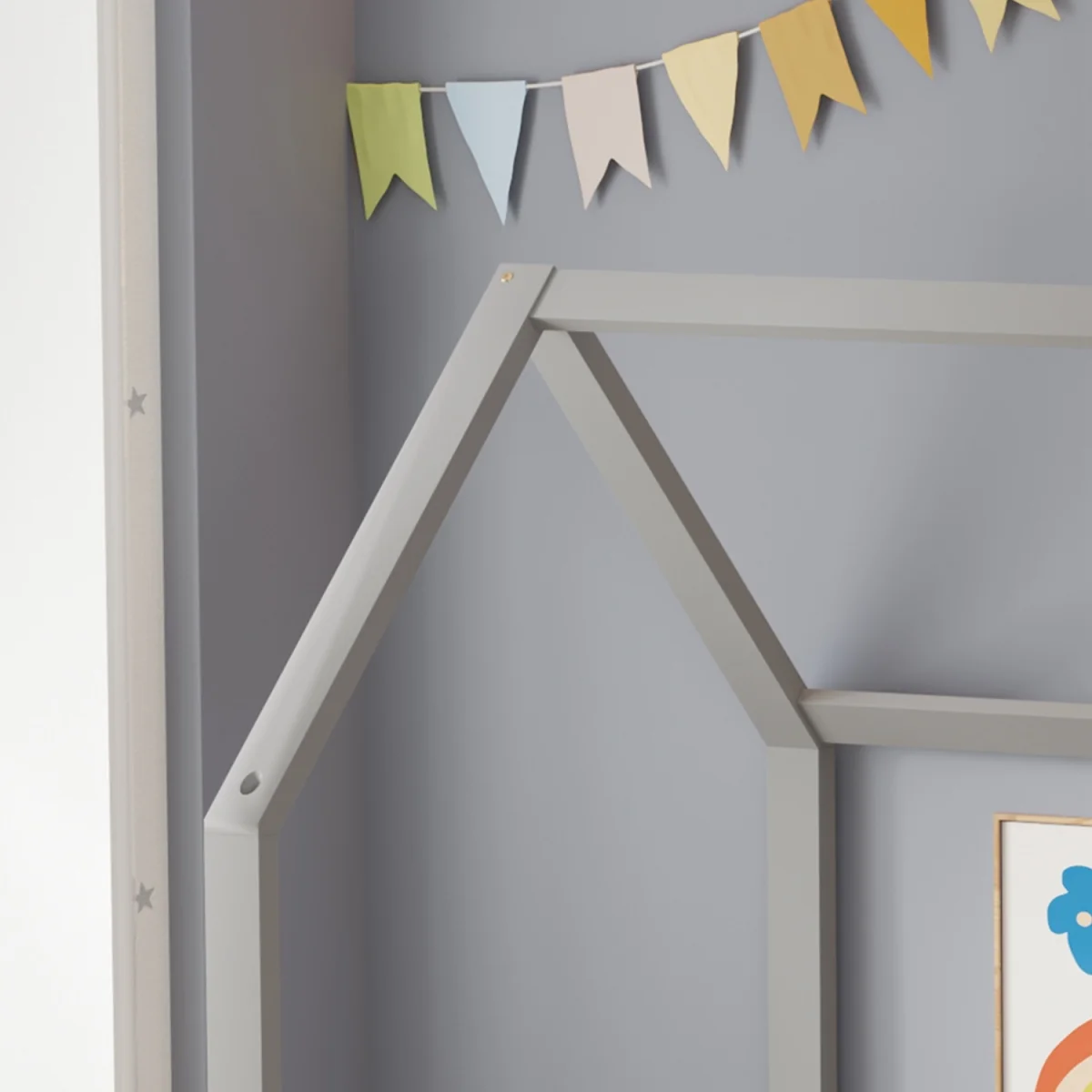WestWood Wooden House-Shaped Toddler Bed Frame Single With Half-Length Guard Rail White – image 5