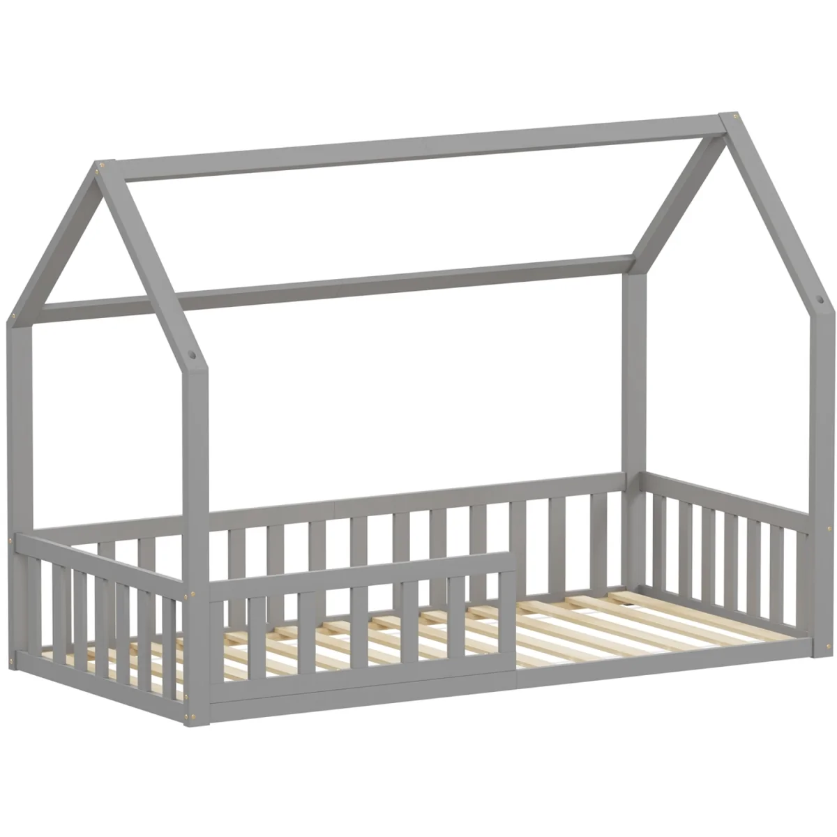 WestWood Wooden House-Shaped Toddler Bed Frame Single With Half-Length Guard Rail White – image 8
