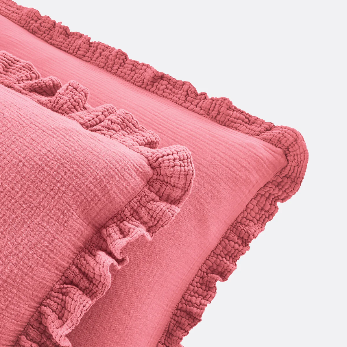 Kumla Plain Cotton Muslin Ruffled Pillowcase – image 2