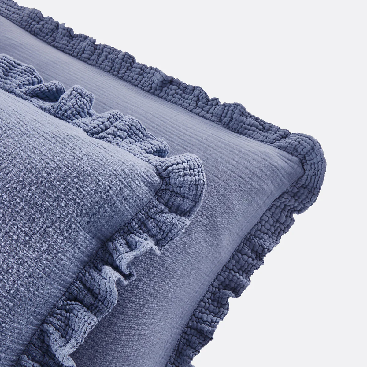 Kumla Plain Cotton Muslin Ruffled Pillowcase – image 2