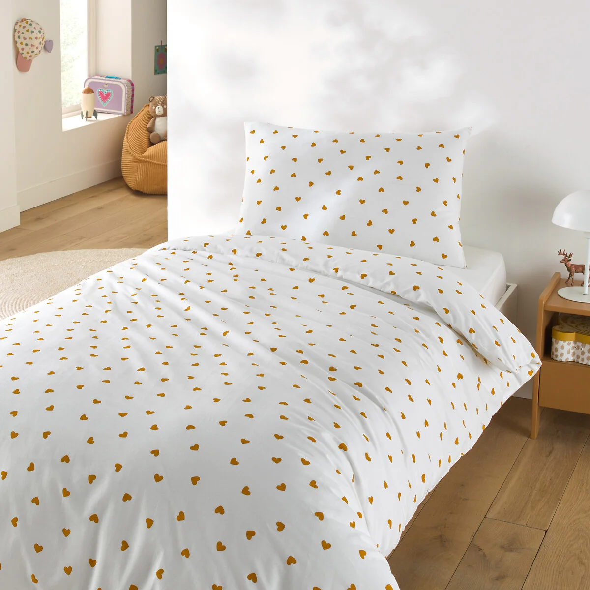 Scacco Caramel Child's Duvet Cover Set in 50% Recycled Cotton with Rectangular Pillowcase – image 2