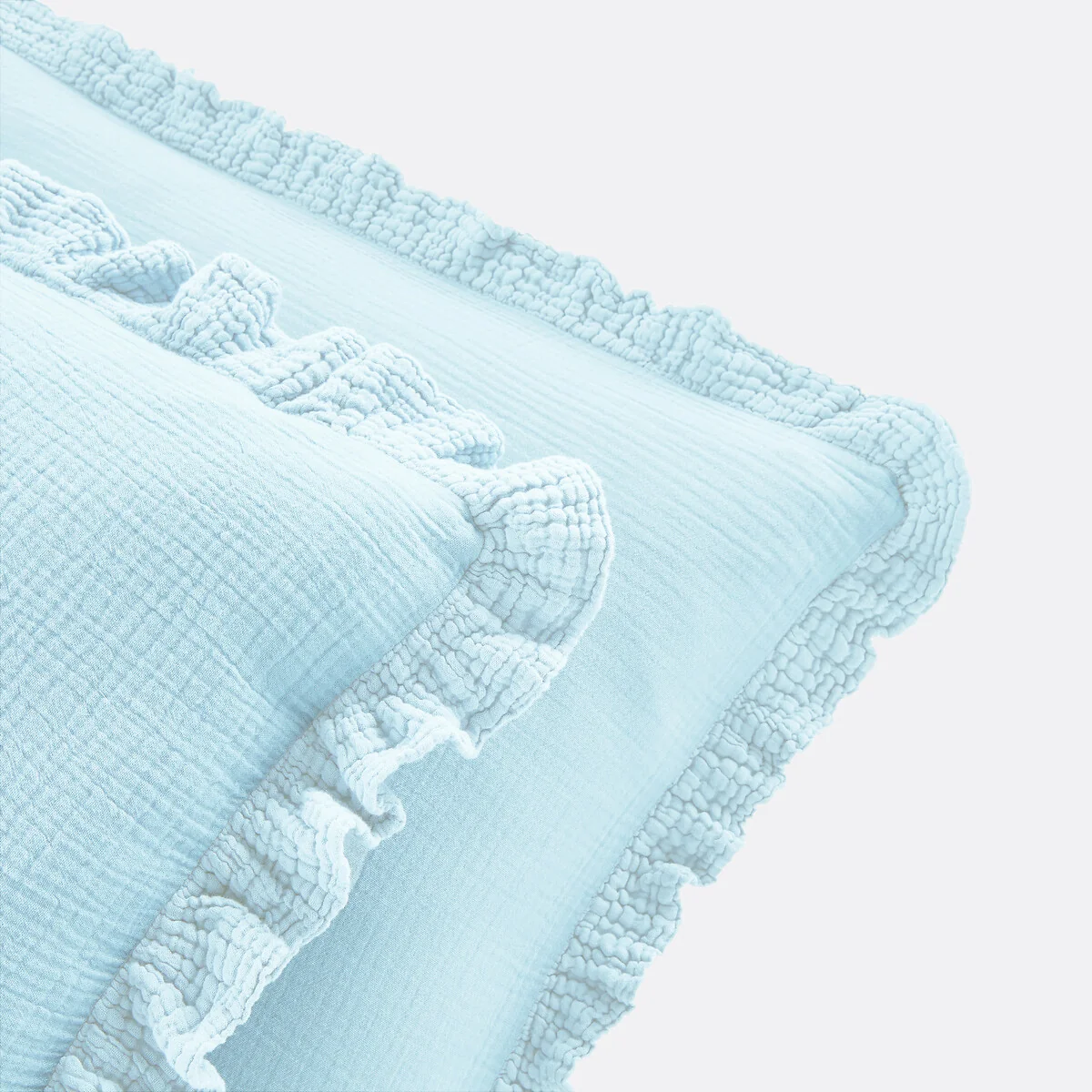 Kumla Plain Cotton Muslin Ruffled Pillowcase – image 4